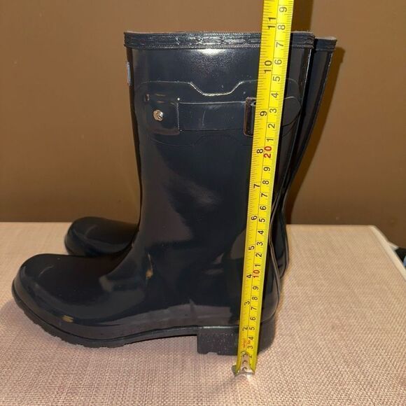 Hunter Womens Original Tour Short Gloss Rain Boots Charcoal Gray Color Size 9 - Picture 10 of 10